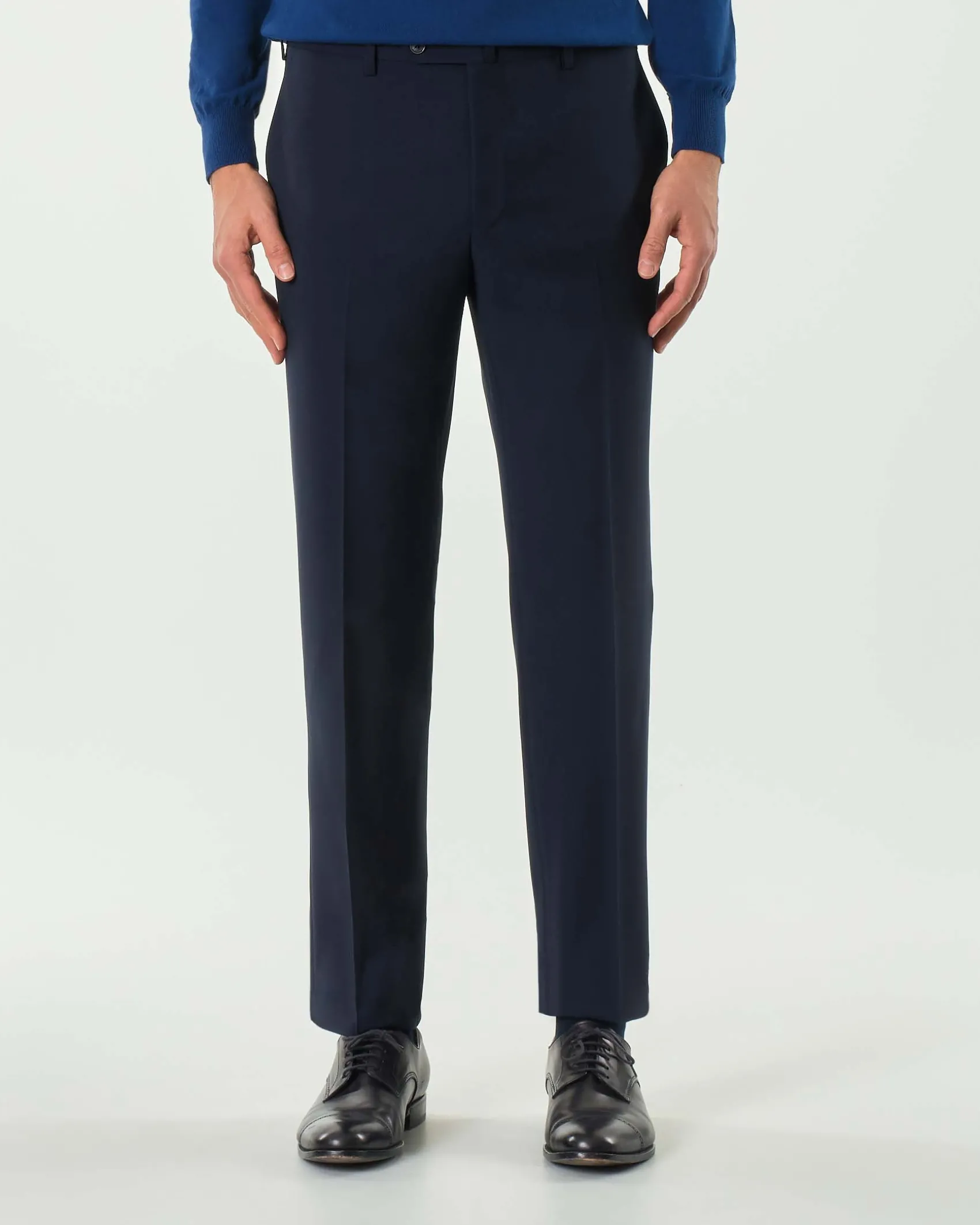 Pantalone Pellizzari drop6 blu in tela Marzotto di pura lana