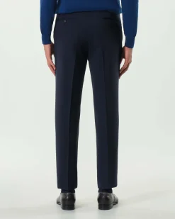 Pantalone Pellizzari drop6 blu in tela Marzotto di pura lana
