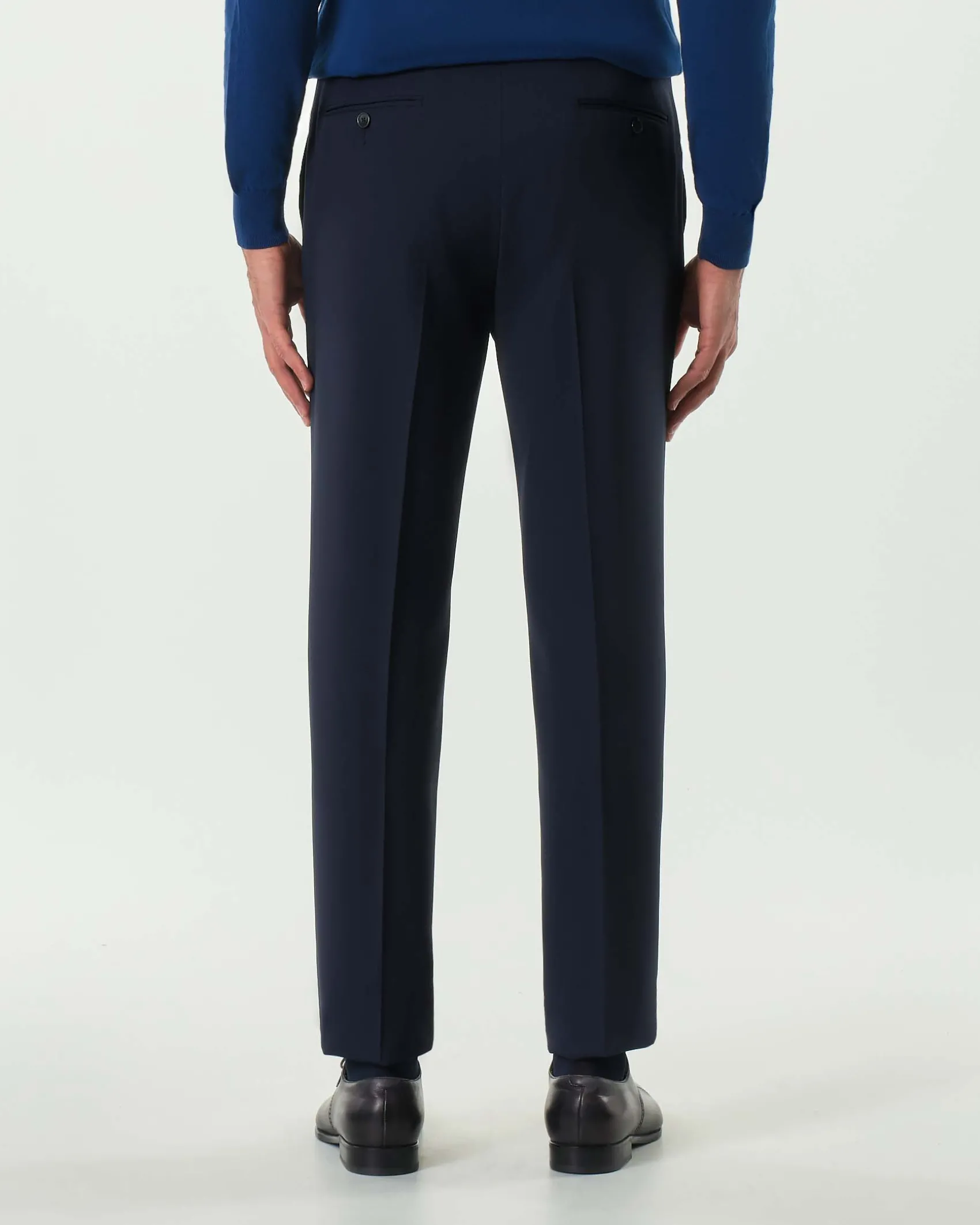 Pantalone Pellizzari drop6 blu in tela Marzotto di pura lana
