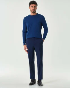 Pantalone Pellizzari drop6 blu indaco in tela Marzotto di pura lana