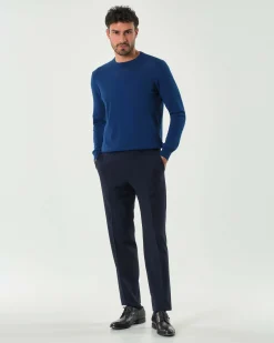 Pantalone Pellizzari drop7 blu in tela Marzotto di pura lana