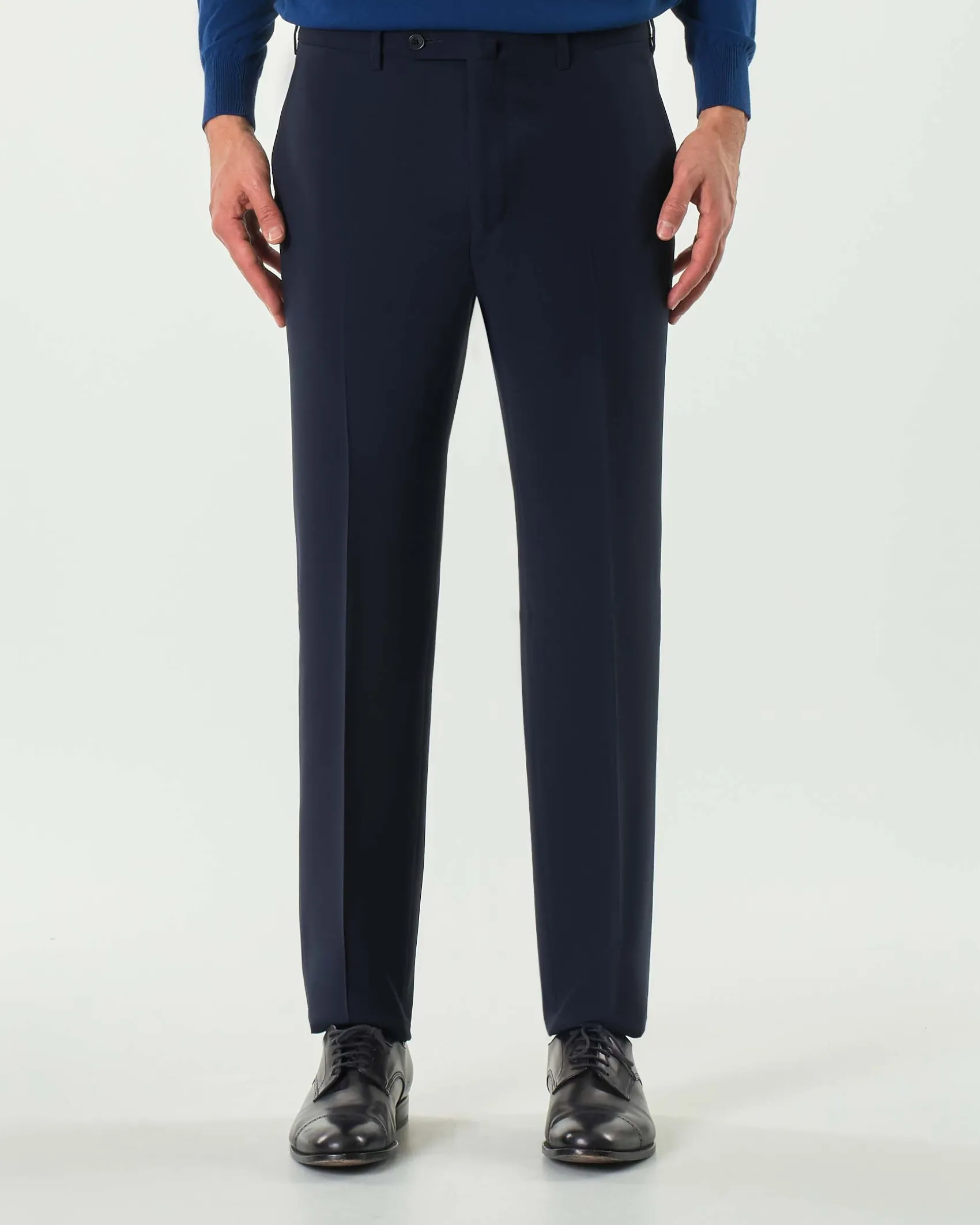 Pantalone Pellizzari drop7 blu in tela Marzotto di pura lana