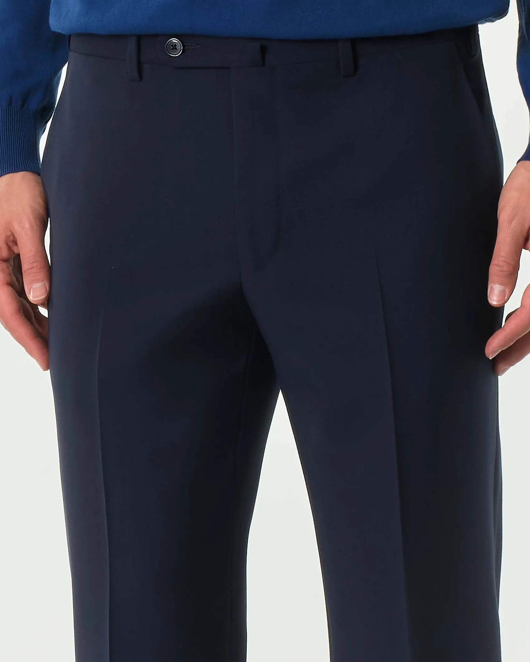 Pantalone Pellizzari drop7 blu in tela Marzotto di pura lana