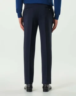 Pantalone Pellizzari drop7 blu in tela Marzotto di pura lana