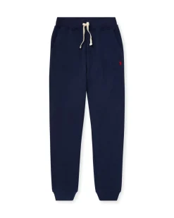 Pantalone Polo Ralph Lauren blu in felpa di cotone con logo pony rosso