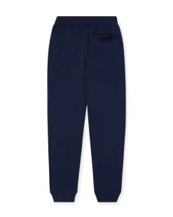 Pantalone Polo Ralph Lauren blu in felpa di cotone con logo pony rosso