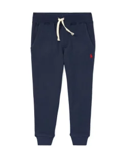 Pantalone Polo Ralph Lauren blu in felpa di cotone con logo pony rosso