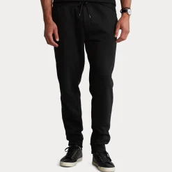 Pantalone Polo Ralph Lauren nero in felpa con logo pony piccolo sul fianco