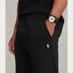 Pantalone Polo Ralph Lauren nero in felpa con logo pony piccolo sul fianco