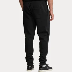Pantalone Polo Ralph Lauren nero in felpa con logo pony piccolo sul fianco