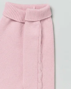 Pantalone rosa in pura lana con tape a trecce
