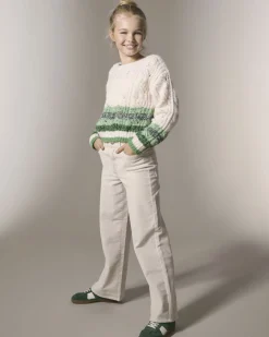 Pantalone wide leg Kids Only color panna in velluto a costine
