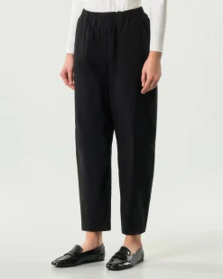 Pantaloni a pallocino Jurerê neri in bangalina di misto viscosa stretch con elastico inserito in vita