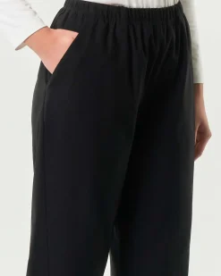 Pantaloni a pallocino Jurerê neri in bangalina di misto viscosa stretch con elastico inserito in vita