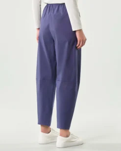 Pantaloni a pallocino Jurerê viola in bangalina di misto viscosa stretch con elastico inserito in vita
