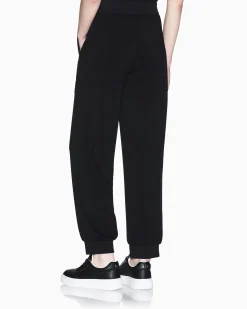 Pantaloni Armani Exchange neri in viscosa blend con dettagli in maglia di cotone