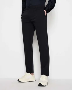 Pantaloni Armani Exchange blu slim-fit in twill bi-stretch con tasche in cucitura ai fianchi