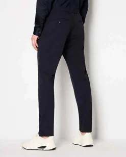 Pantaloni Armani Exchange blu slim-fit in twill bi-stretch con tasche in cucitura ai fianchi