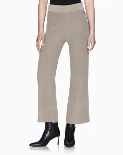 Pantaloni Armani Exchange beige in maglia misto viscosa a costine in rilievo