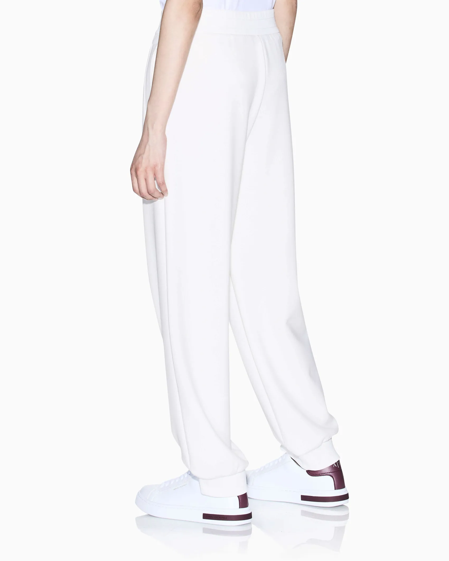 Pantaloni Armani Exchange bianchi in misto viscosa stretch con fascia elastica in vita
