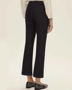 Pantaloni blu alla caviglia a trombetta Emme Marella in twill di cotone stretch