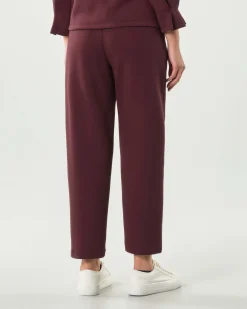 Pantaloni bordeaux Hlo! dalla linea baloon in tessuto effetto scuba con elastico inserito in vita