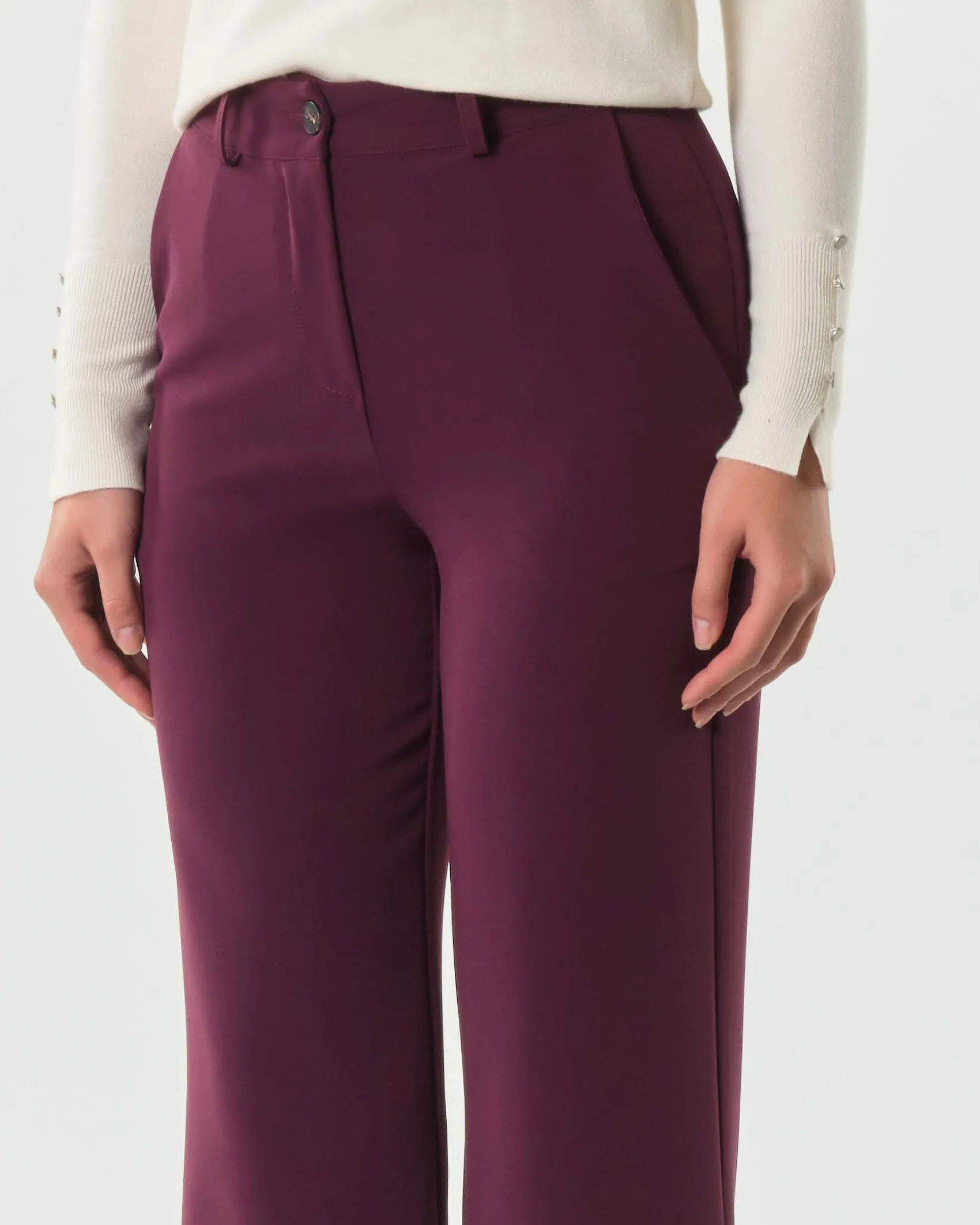 Pantaloni bordeaux straight Hlo! in tessuto tecnico stretch