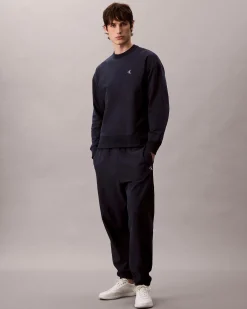 Pantaloni Calvin Klein Jeans blu in felpa di misto cotone
