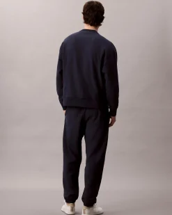 Pantaloni Calvin Klein Jeans blu in felpa di misto cotone