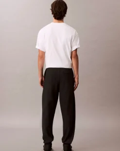 Pantaloni Calvin Klein Jeans neri in felpa di misto cotone