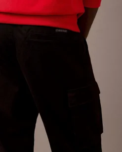 Pantaloni cargo Calvin Klein Jeans neri in cotone elasticizzato