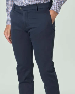 Pantaloni chino Ashki.i blu in tricotina di cotone stretch
