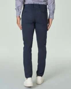 Pantaloni chino Ashki.i blu in tricotina di cotone stretch