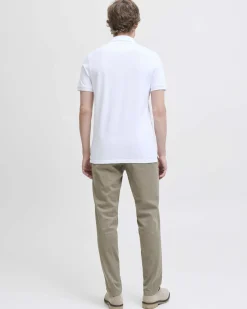 Pantaloni chino beige Jack & Jones tapered-fit in tessuto armaturato di cotone stretch