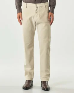 Pantaloni chino Gray slim-fit color panna in velluto di cotone stretch