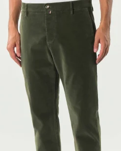 Pantaloni chino Gray slim-fit color militare in velluto di cotone stretch