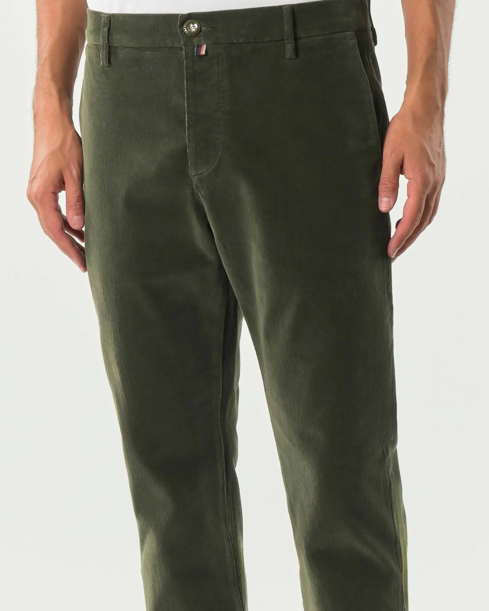 Pantaloni chino Gray slim-fit color militare in velluto di cotone stretch