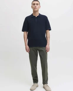Pantaloni chino Jack & Jones color fango tapered-fit in tessuto armaturato di cotone stretch