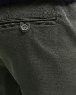 Pantaloni chino Jack & Jones color fango tapered-fit in tessuto armaturato di cotone stretch