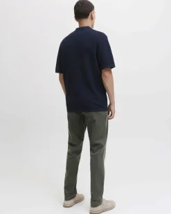 Pantaloni chino Jack & Jones color fango tapered-fit in tessuto armaturato di cotone stretch