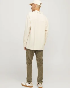 Pantaloni chino Jack & Jones slim-fit color fango in velluto a coste di cotone stretch a vita media