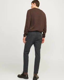Pantaloni chino Jack & Jones slim-fit color antracite in fantasia principe di Galles di misto viscosa stretch