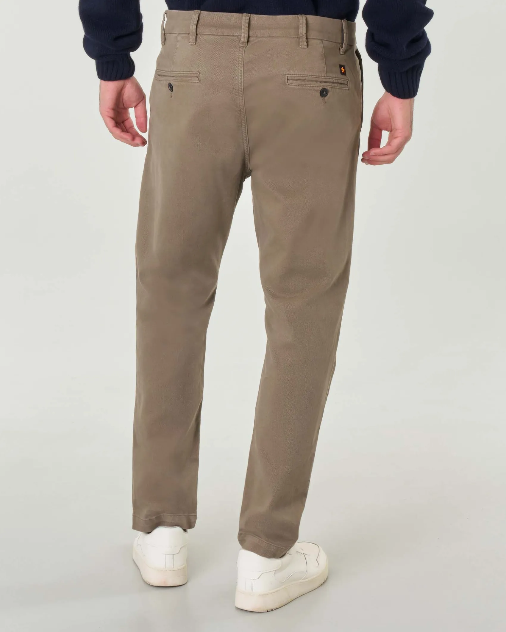 Pantaloni chino My Stuff color fango regular-fit in caldo tessuto di cotone stretch