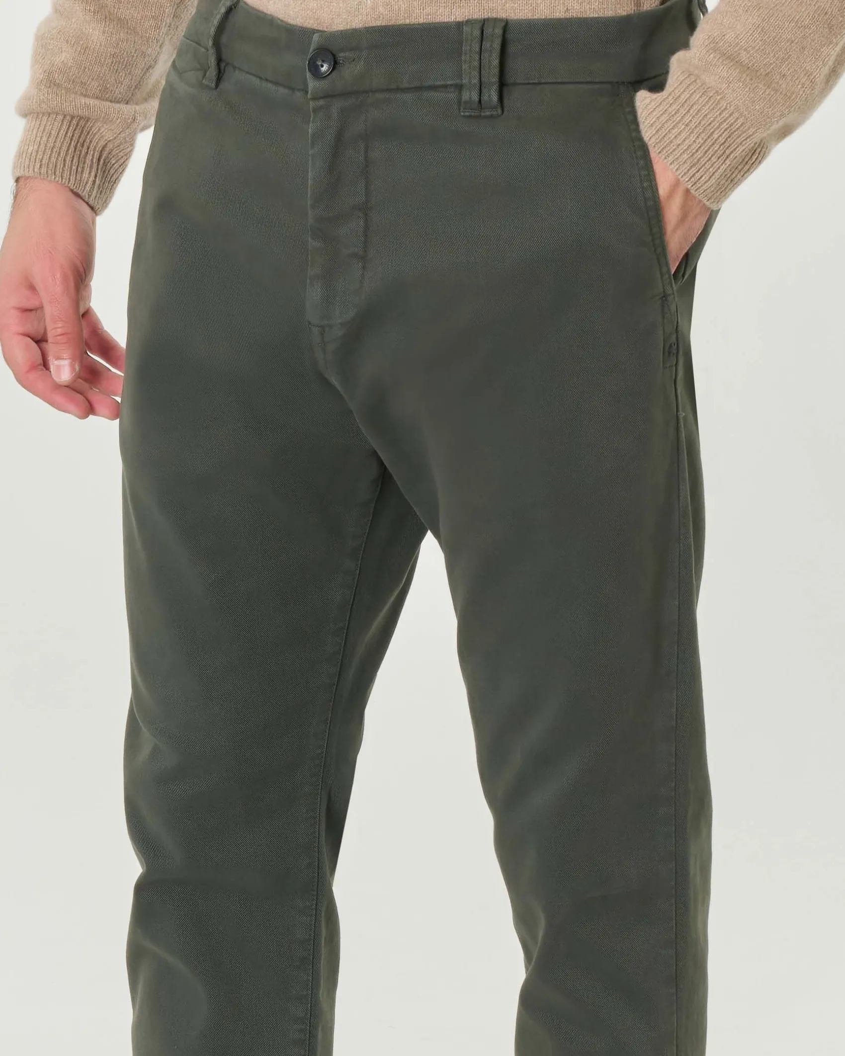 Pantaloni chino My Stuff verde scuro regular-fit in caldo tessuto di cotone stretch