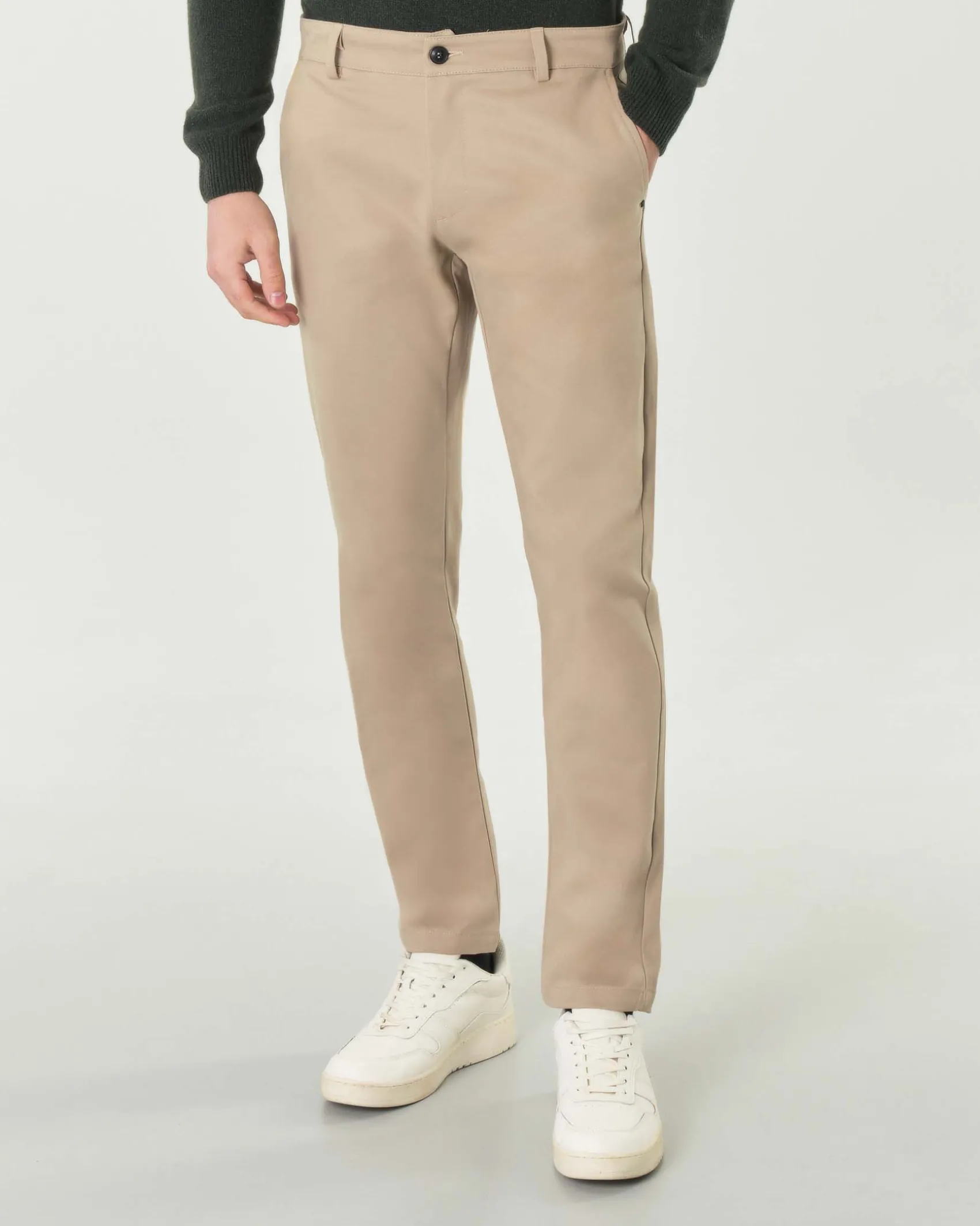 Pantaloni chino My Stuff color sabbia in gabardina di cotone stretch