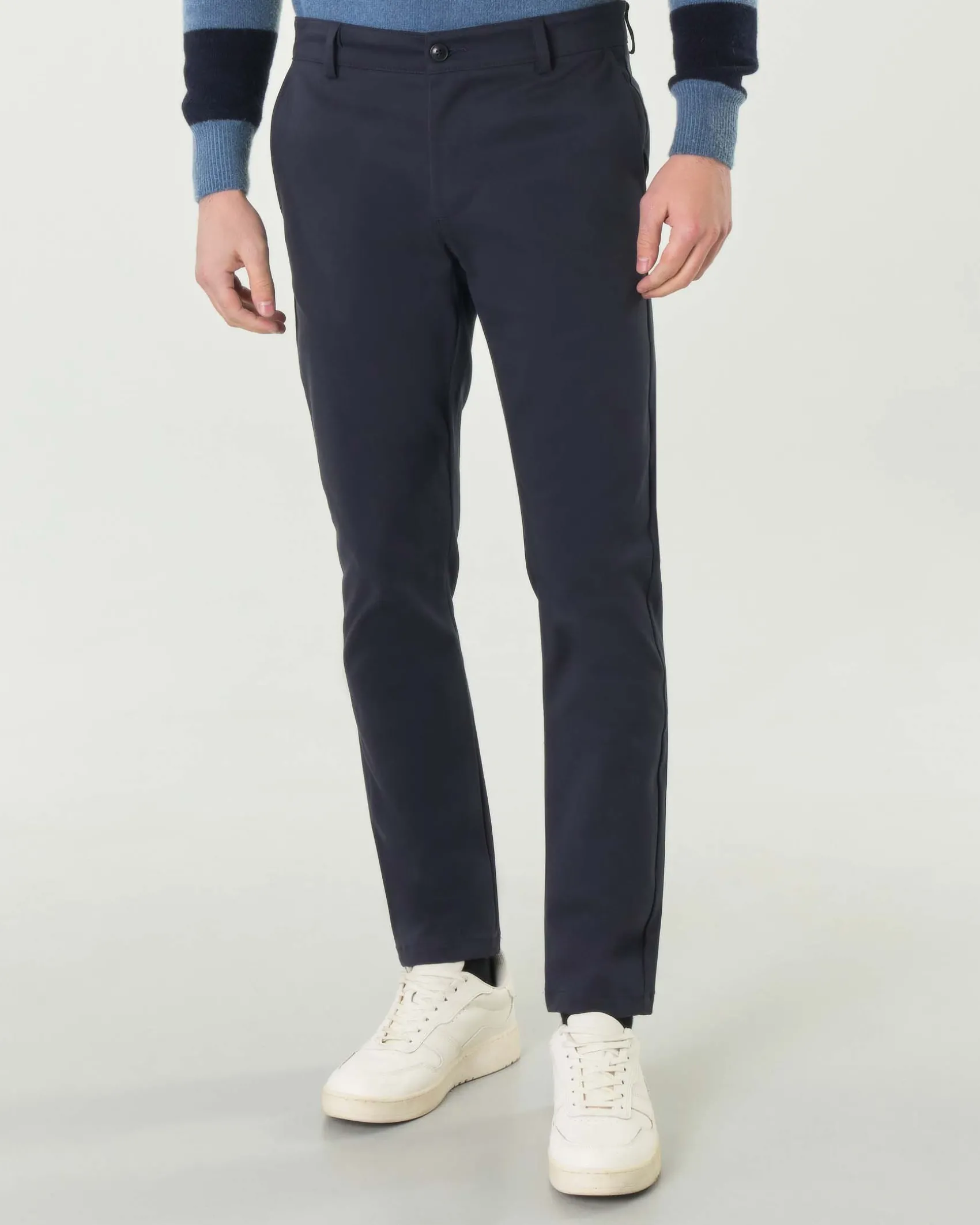 Pantaloni chino My Stuff blu in gabardina di cotone stretch