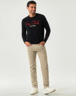 Pantaloni cinque tasche 517 Roy Roger's slim-fit color sabbia in softbull di cotone stretch