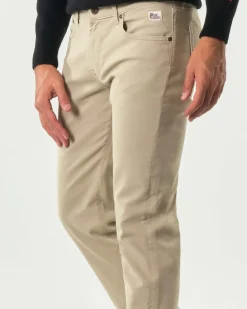 Pantaloni cinque tasche 517 Roy Roger's slim-fit color sabbia in softbull di cotone stretch