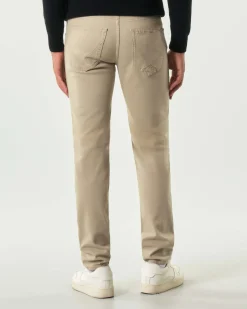 Pantaloni cinque tasche 517 Roy Roger's slim-fit color sabbia in softbull di cotone stretch
