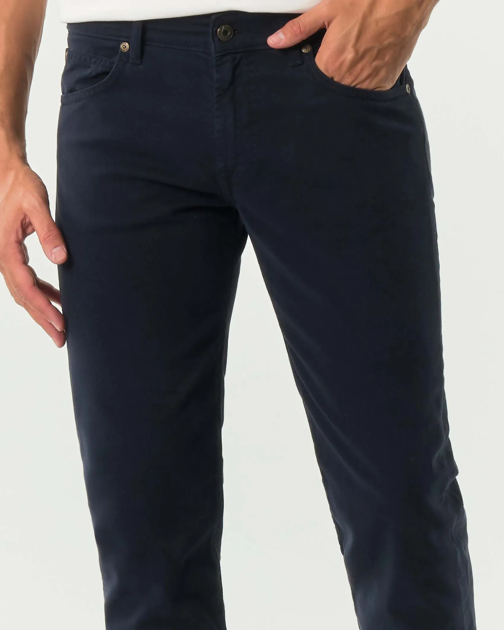Pantaloni cinque tasche 517 Roy Roger's slim-fit blu navy in softbull di cotone stretch